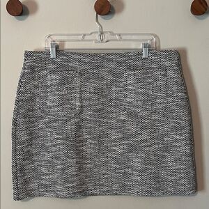 New! LOFT Tweed Herringbone Skirt Black White Size XL Petite Classic Minimalist